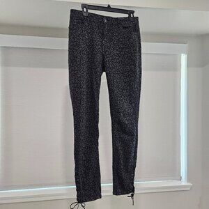 Leopard Animal Print Demin,Charcoal Gray/Black,Customisble Tie Bottoms, Size 11